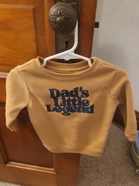 Garanimals Mustard Crewneck Sweatshirt with Navy "Dad's Little Legend"